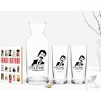 BK Kişiye Özel Renkli Baskılı Çünkü Sen Çölüme Yağmur Oldun Tasarımlı Ikili Rakı Bardağı Karaf ve Cep Kitabı Hediye Seti-1