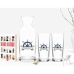 BK Kişiye Özel Renkli Baskılı Dümen Figürlü Ikili Rakı Bardağı Karaf ve Cep Kitabı Hediye Seti-1