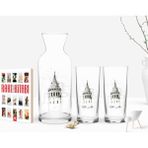 BK Kişiye Özel Renkli Baskılı Galata Kulesi Tasarımlı Ikili Rakı Bardağı Karaf ve Cep Kitabı Hediye Seti-11