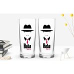 BK Kişiye Özel Renkli Baskılı Godfather Baba Tasarımlı Ikili Rakı Bardağı Seti-11