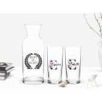 BK Kişiye Özel Renkli Baskılı Harfli 2'li Rakı Bardağı ve Karaf Seti-1