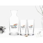 BK Kişiye Özel Renkli Baskılı Hatay Tasarımlı Turistik 2'li Rakı Bardağı ve Karaf Seti-1
