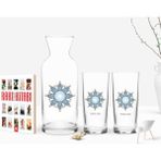 BK Kişiye Özel Renkli Baskılı Isimli Ikili Rakı Bardağı Karaf ve Cep Kitabı Hediye SETI-105