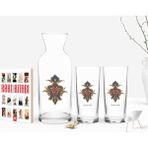 BK Kişiye Özel Renkli Baskılı Isimli Ikili Rakı Bardağı Karaf ve Cep Kitabı Hediye SETI-108