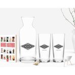BK Kişiye Özel Renkli Baskılı Isimli Ikili Rakı Bardağı Karaf ve Cep Kitabı Hediye SETI-111