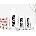 BK Kişiye Özel Renkli Baskılı Isimli Ikili Rakı Bardağı Karaf ve Cep Kitabı Hediye SETI-121