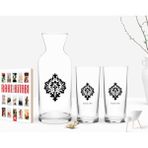 BK Kişiye Özel Renkli Baskılı Isimli Ikili Rakı Bardağı Karaf ve Cep Kitabı Hediye SETI-123