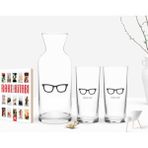 BK Kişiye Özel Renkli Baskılı Isimli Ikili Rakı Bardağı Karaf ve Cep Kitabı Hediye SETI-129