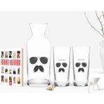 BK Kişiye Özel Renkli Baskılı Isimli Ikili Rakı Bardağı Karaf ve Cep Kitabı Hediye SETI-131