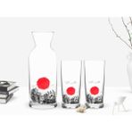 BK Kişiye Özel Renkli Baskılı Japan Tasarımlı İkili Rakı Bardağı ve Karaf Seti-1