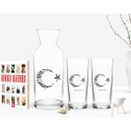 BK Kişiye Özel Renkli Baskılı Kaligrafi Atatürk Tasarımlı Ikili Rakı Bardağı Karaf ve Cep Kitabı Hediye Seti-1