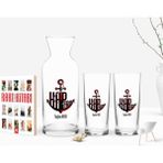 BK Kişiye Özel Renkli Baskılı Kaptan Tasarımlı Ikili Rakı Bardağı Karaf ve Cep Kitabı Hediye Seti-3