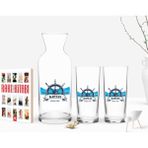 BK Kişiye Özel Renkli Baskılı Kaptan Tasarımlı Ikili Rakı Bardağı Karaf ve Cep Kitabı Hediye Seti-9