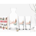 BK Kişiye Özel Renkli Baskılı London Tasarımlı Ikili Rakı Bardağı Karaf ve Cep Kitabı Hediye Seti-2