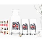 BK Kişiye Özel Renkli Baskılı London Tasarımlı Ikili Rakı Bardağı Karaf ve Cep Kitabı Hediye Seti-3