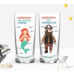 BK Kişiye Özel Renkli Baskılı Masanın En Güzel Kadını ve Yakışıklısı Tasarımlı Ikili Rakı Bardağı Seti-1