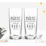 BK Kişiye Özel Renkli Baskılı Rakı Içiyoruz Tasarımlı Ikili Rakı Bardağı Seti-1
