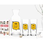 BK Kişiye Özel Renkli Baskılı Rakı Şişesinde Balık Olsam Tasarımlı Ikili Rakı Bardağı Karaf ve Cep Kitabı Hediye Seti-2