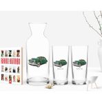 BK Kişiye Özel Renkli Baskılı Retro Otomobil Tasarımlı Ikili Rakı Bardağı Karaf ve Cep Kitabı Hediye Seti-3