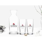 BK Kişiye Özel Renkli Baskılı Samsun Tasarımlı Turistik 2'li Rakı Bardağı ve Karaf Seti-1