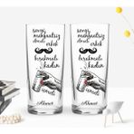 BK Kişiye Özel Renkli Baskılı Sevgi Menfaatsiz Olmalı Tasarımlı Ikili Rakı Bardağı Seti-1
