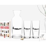 BK Kişiye Özel Renkli Baskılı Sivas Tasarımlı Turistik Ikili Rakı Bardağı Karaf ve Cep Kitabı Hediye Seti-2
