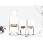 BK Kişiye Özel Renkli Baskılı Yarıya Kadar Değil Yaraya Kadar Tasarımlı 2'li Rakı Bardağı ve Karaf Seti-1