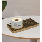 BK Kişiye Özel Retro Motif Tasarımlı Doğal Ahşap Tabaklı Seramik Fincan Sunum Seti Model 16