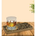 BK Kişiye Özel Retro Motif Tasarımlı Doğal Ahşap Tabaklı Viski Bardağı Sunum Seti Model 6