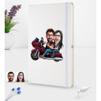 BK Kişiye Özel Sevgililer Karikatürlü Beyaz Termo Deri Defter 16X24CM Model 103