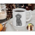 BK Kişiye Özel Tam Boy Karakalem Köpek Karikatürlü Beyaz Kupa Bardak