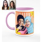 Bk Kişiye Özel Türbanlı Karikatürlü Pembe Kupa Bardak 37p717 - Pembe - Beyaz