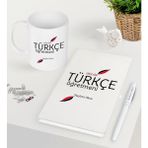Bk Kişiye Özel Türkçe Öğretmeni Beyaz Defter Kalem Kupa Seti-2