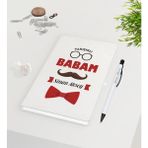 BK Kişiye Özel Yakışıklı Babam Tasarımlı 9 x 14 cm Beyaz Defter ve Kalem Seti - Model 1