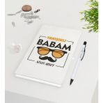 BK Kişiye Özel Yakışıklı Babam Tasarımlı 9 x 14 cm Beyaz Defter ve Kalem Seti - Model 2