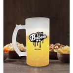 BK Kişiye Özel Yakışıklı Babam Tasarımlı Buzlu Cam Bira Bardağı 50CL-1