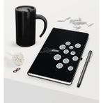 BK Kişiye Özel Yılbaşı Mutlu Yıllar Temalı Siyah Defter Kalem Termos Mug Seti - 10 - Metal
