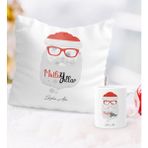 BK Kişiye Özel Yılbaşı Noel Baba Temalı Yastık Kupa Seti - 2 - Beyaz