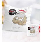BK Kişiye Özel Yılbaşı Noel Baba Temalı Yastık Kupa Seti - 4 - Beyaz