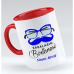BK Model 1 Beyaz Kişiye Özel Babaların Bir Tanesi Tasarımlı Kırmızı Kupa Bardak