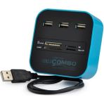 BK Teknoloji 3 Port USB 2.0 Çoklayıcı Hub + Çoklu Kart Okuyucu (Mavi)