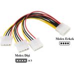 BK Teknoloji 4 Pin Molex Power Çoklayıcı 1 Giriş 3 Çıkış - 2 Adet