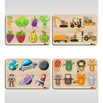 Bk Toys 4’lü Eğitici-Öğretici Ahşap Figürlü Yapboz Puzzle 10 Parça 3+ Yaş Araçlar Temalı