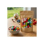BKB AMBALAJ Kraft Geniş Pencereli Doypack Kilitli Ambalaj 16x27 cm – 100 Adet Ayakta Duran Gıda Poşeti
