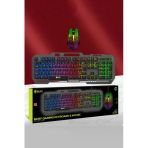 Bkb9 Rgb Led Işıklı Kablolu Mekanik Hisli Türkçe Q Oyuncu Gaming Klavye Mouse Seti 105 Tuşlu