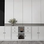 BKConcept KNS-1222-Ç Altı Kapaklı Dört Çekmeceli Raflı Beyaz Çıtasız Konsol