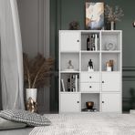 BKConcept KTP-1062-Ç 4 Kapaklı Çekmeceli Raflı 97 cm Beyaz Kitaplık