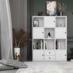 BKConcept KTP-1064-Ç 5 Kapaklı Çekmeceli Raflı 97 cm Beyaz Kitaplık