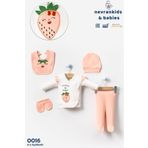 bkm22 Kız Bebek Çilek Nakışlı 5'li Hastane Çıkışı