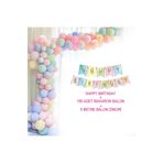 Bkmc 100 Makaron Pastel Balon Seti +happy Bırthday Yazısı Makaron + 5 Metre Balon Zinciri Renkli bmcNM75